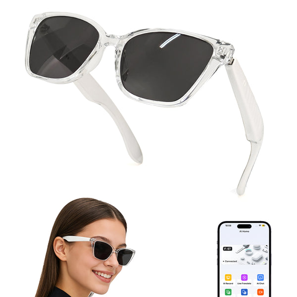 SIHUADON F67 Gray Lens-White Smart AI Camera Glasses